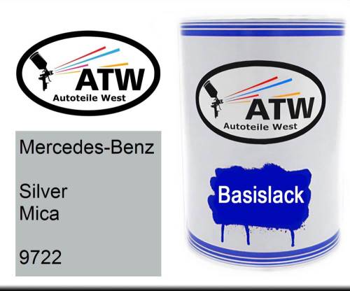 Mercedes-Benz, Silver Mica, 9722: 500ml Lackdose, von ATW Autoteile West.